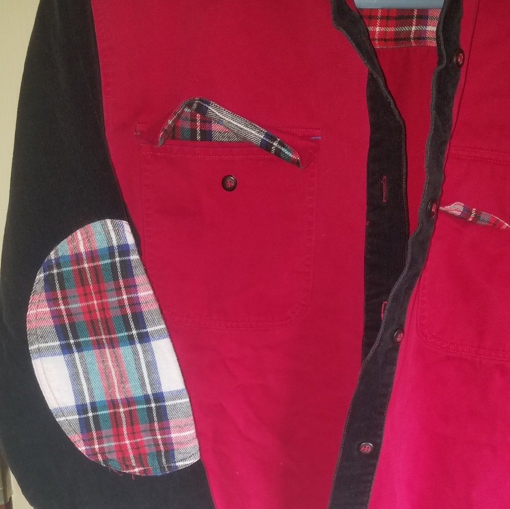 Retro Red Rover color block plaid button down - Picture 4 of 7